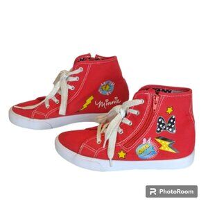 Disney Youth Minnie Mouse Red High Top Lace Up Zip Up Graphic Canvas Sneakers 4